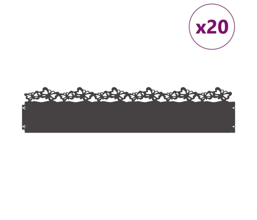 Zāliena Apmales 20 Pcs Melna 103 X 0,05 X 22 Cm Tērauds Vidaxl