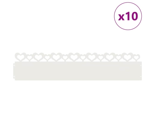 Zāliena Apmales 10 Pcs Balts 103 X 0,05 X 22 Cm Tērauds Vidaxl