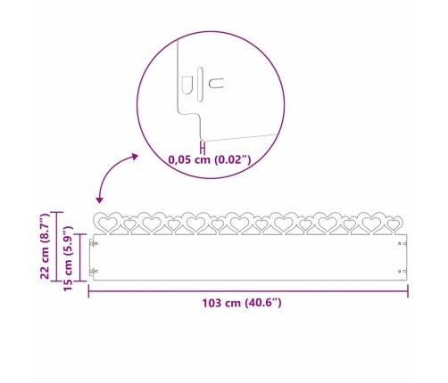 Zāliena Apmales 10 Pcs Antracīts 103 X 0,05 X 22 Cm Tērauds Vidaxl