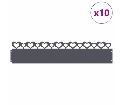 Zāliena Apmales 10 Pcs Antracīts 103 X 0,05 X 22 Cm Tērauds Vidaxl