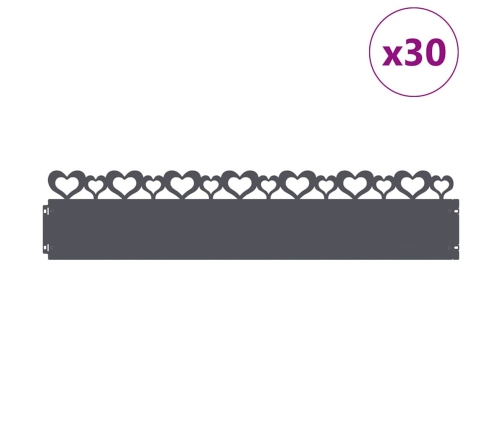 Zāliena Apmales 30 Pcs Antracīts 103 X 0,05 X 22 Cm Tērauds Vidaxl