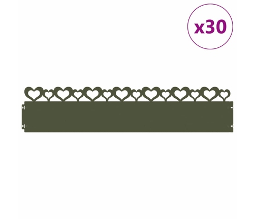 Zāliena Apmales 30 Pcs Olīvu Zaļš 103 X 0,05 X 22 Cm Tērauds Vidaxl