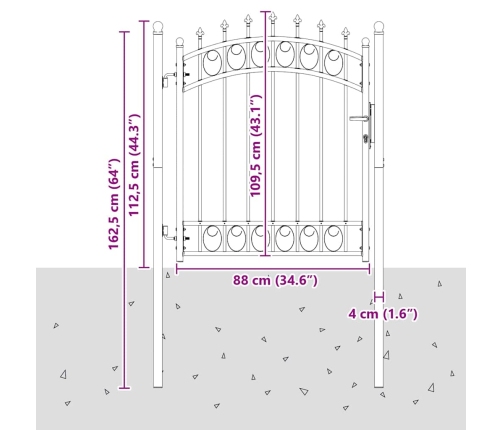 Žoga Vārti Ar Naglām Pelēka 125 X 100 Cm Pulverkrāsots Tērauds Vidaxl