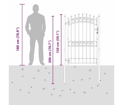 Žoga Vārti Ar Naglām Pelēka 200 X 100 Cm Pulverkrāsots Tērauds Vidaxl