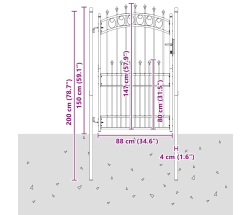 Žoga Vārti Ar Naglām Pelēka 200 X 100 Cm Pulverkrāsots Tērauds Vidaxl