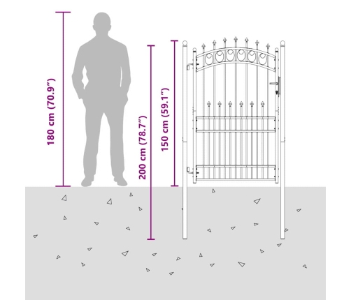 Žoga Vārti Ar Naglām Pelēka 200 X 100 Cm Pulverkrāsots Tērauds Vidaxl