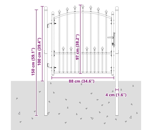 Žoga Vārti Ar Naglām Pelēka 100 X 100 Cm Pulverkrāsots Tērauds Vidaxl