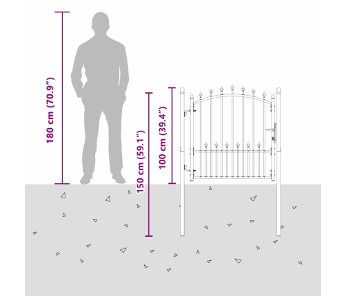 Žoga Vārti Ar Naglām Pelēka 100 X 100 Cm Pulverkrāsots Tērauds Vidaxl
