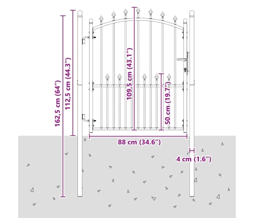 Žoga Vārti Ar Naglām Pelēka 125 X 100 Cm Pulverkrāsots Tērauds Vidaxl