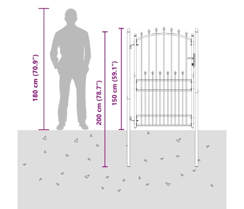 Žoga Vārti Ar Naglām Pelēka 200 X 100 Cm Pulverkrāsots Tērauds Vidaxl