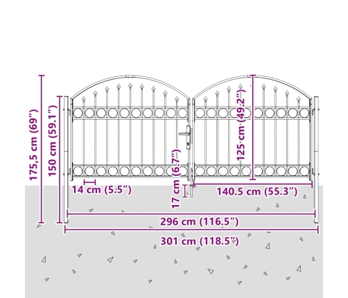 Žoga Vārti Cits Pelēka 300 X 125 Cm Tērauds Vidaxl