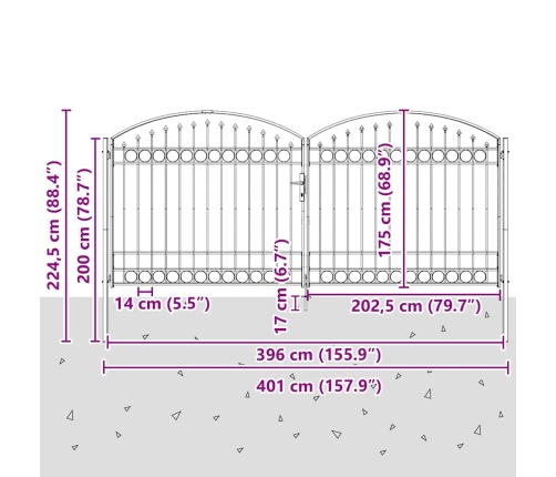 Žoga Vārti Cits Pelēka 400 X 175 Cm Tērauds Vidaxl