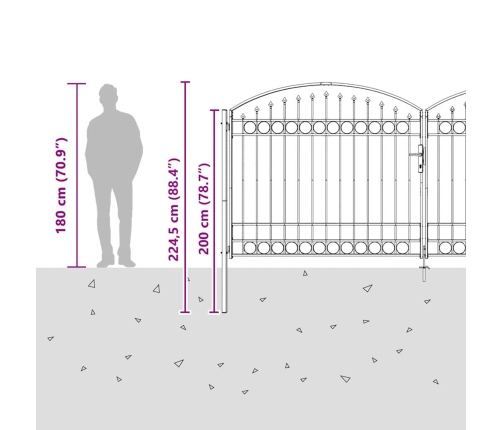 Žoga Vārti Cits Pelēka 400 X 175 Cm Tērauds Vidaxl