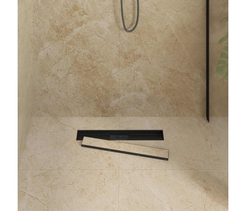 2 In 1 Dušas Notekvads Melna 60 Cm Nerūsējošais Tērauds 304 Vidaxl