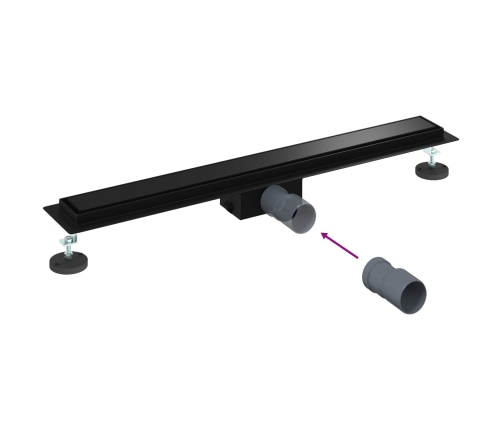 2 In 1 Dušas Notekvads Melna 70 Cm Nerūsējošais Tērauds 304 Vidaxl