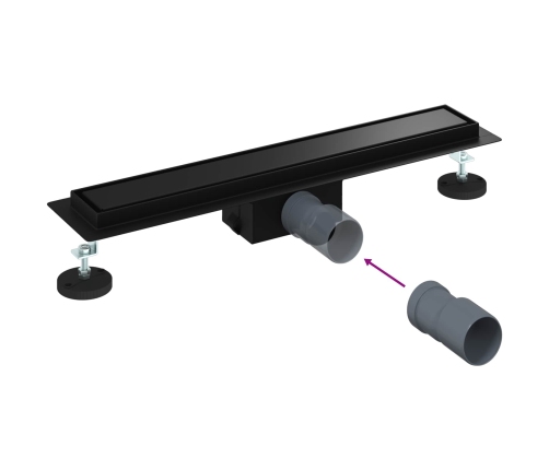 2 In 1 Dušas Notekvads Melna 50 Cm Nerūsējošais Tērauds 304 Vidaxl