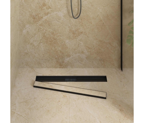 2 In 1 Dušas Notekvads Melna 80 Cm Nerūsējošais Tērauds 304 Vidaxl