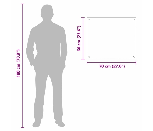 Virtuves Aizsargpanelis Balts 70 X 60 X 0.8 Cm Rūdīts Stikls Vidaxl