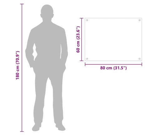 Virtuves Aizsargpanelis Balts 80 X 60 X 0.8 Cm Rūdīts Stikls Vidaxl