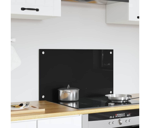 Virtuves Aizsargpanelis Melna 70 X 40 X 0.8 Cm Rūdīts Stikls Vidaxl