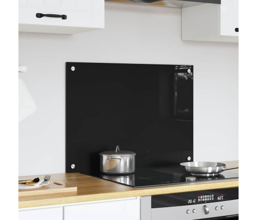 Virtuves Aizsargpanelis Melna 70 X 50 X 0.8 Cm Rūdīts Stikls Vidaxl