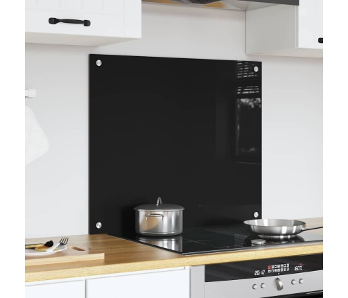Virtuves Aizsargpanelis Melna 70 X 60 X 0.8 Cm Rūdīts Stikls Vidaxl