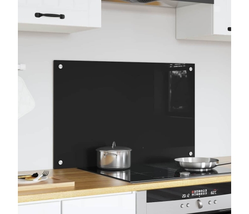 Virtuves Aizsargpanelis Melna 80 X 50 X 0.8 Cm Rūdīts Stikls Vidaxl