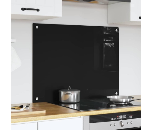 Virtuves Aizsargpanelis Melna 80 X 60 X 0.8 Cm Rūdīts Stikls Vidaxl