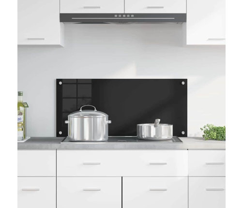 Virtuves Aizsargpanelis Melna 90 X 40 X 0.8 Cm Rūdīts Stikls Vidaxl