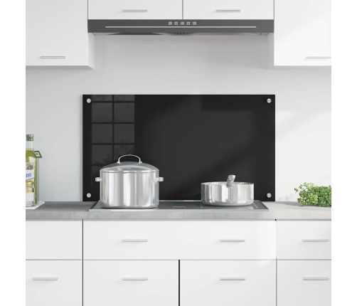 Virtuves Aizsargpanelis Melna 90 X 50 X 0.8 Cm Rūdīts Stikls Vidaxl