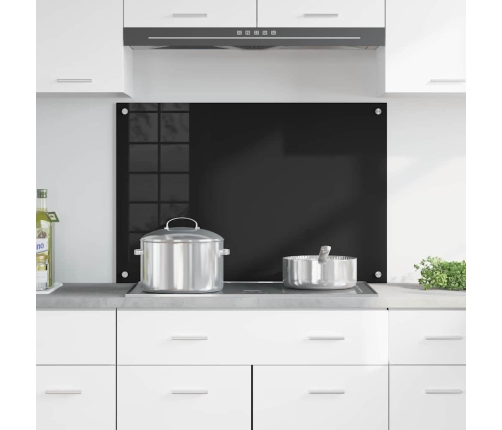 Virtuves Aizsargpanelis Melna 90 X 60 X 0.8 Cm Rūdīts Stikls Vidaxl