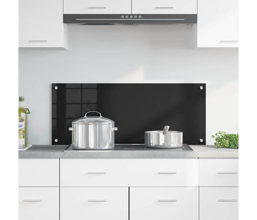 Virtuves Aizsargpanelis Melna 100 X 40 X 0.8 Cm Rūdīts Stikls Vidaxl