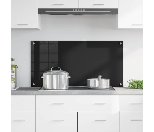 Virtuves Aizsargpanelis Melna 100 X 50 X 0.8 Cm Rūdīts Stikls Vidaxl