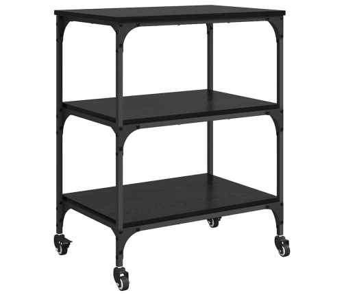 Virtuves Ratiņš Melns Ozolkoks 60 X 41 X 76 Cm Vidaxl