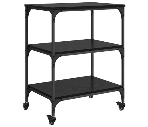 Virtuves Ratiņš Melns Ozolkoks 60 X 41 X 76 Cm Vidaxl