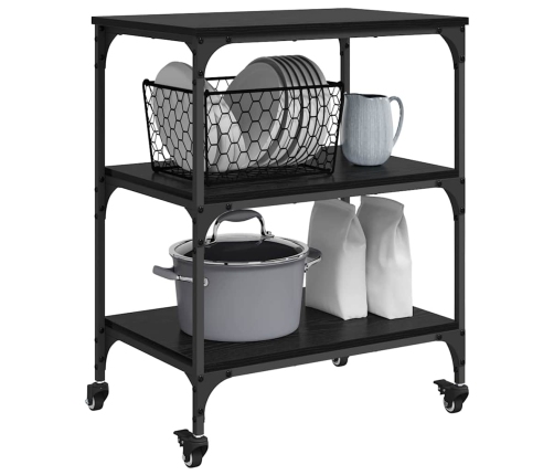 Virtuves Ratiņš Melns Ozolkoks 60 X 41 X 76 Cm Vidaxl