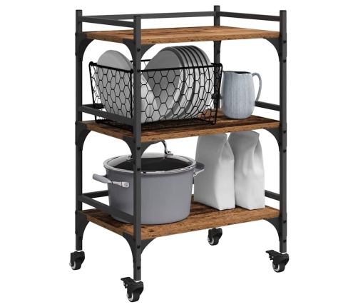 Virtuves Ratiņš Vecs Koks 50 X 35 X 75.5 Cm Inženierijas Koks Vidaxl