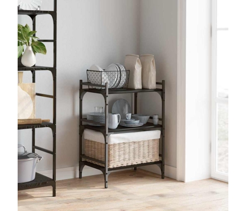 Virtuves Ratiņš Melns Ozolkoks 50 X 35 X 75.5 Cm Vidaxl