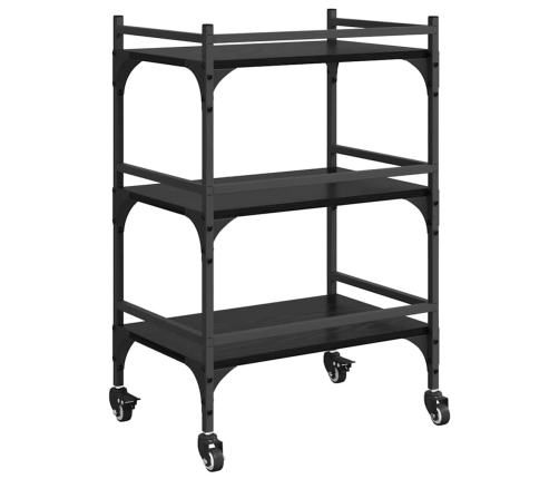 Virtuves Ratiņš Melns Ozolkoks 50 X 35 X 75.5 Cm Vidaxl