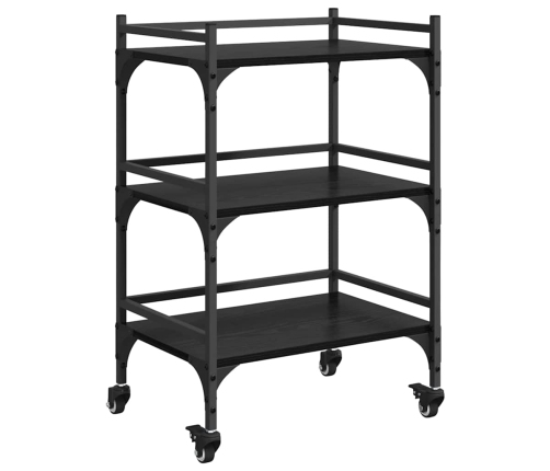 Virtuves Ratiņš Melns Ozolkoks 50 X 35 X 75.5 Cm Vidaxl