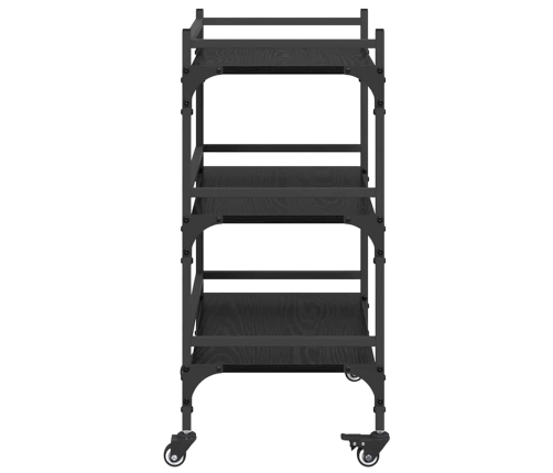 Virtuves Ratiņš Melns Ozolkoks 50 X 35 X 75.5 Cm Vidaxl