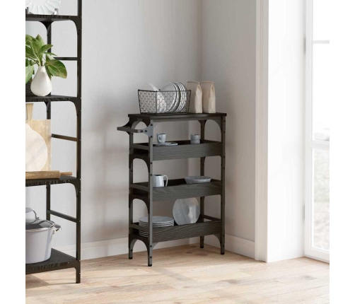 Virtuves Ratiņš Melns Ozolkoks 53 X 20 X 76 Cm Vidaxl