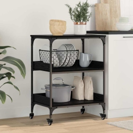 Virtuves Ratiņš Melns Ozolkoks 60 X 41 X 80.5 Cm Vidaxl