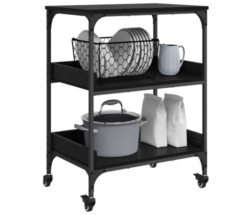 Virtuves Ratiņš Melns Ozolkoks 60 X 41 X 80.5 Cm Vidaxl