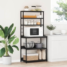 Virtuves Plaukts Melns Ozolkoks 80 X 40 X 168 Cm Vidaxl