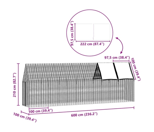 Vistu Būris 2 Pcs Sudraba 600 X 100 X 210 Cm Cinkots Tērauds Vidaxl