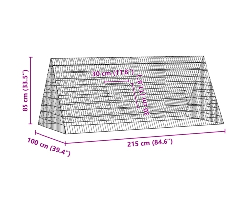 Vistu Būris Sudraba 215 X 100 X 85 Cm Cinkots Tērauds Vidaxl