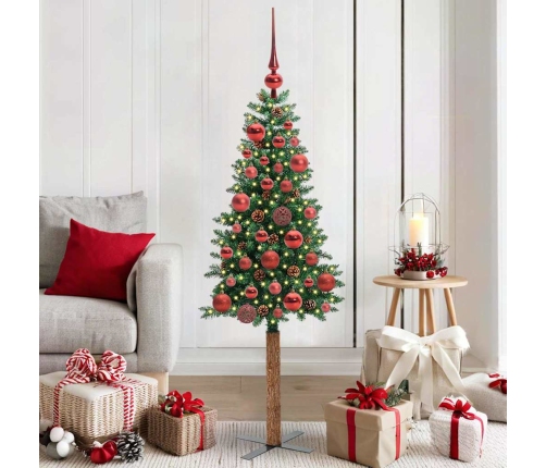 Tievā Ziemassvētku Egle Zaļa 150 Cm Pvc Un Cietā Priedes Koks Vidaxl