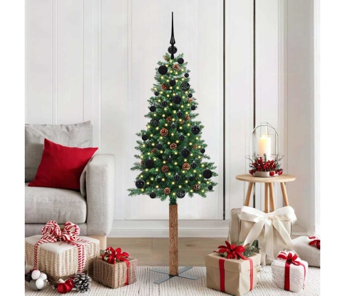 Tievā Ziemassvētku Egle Zaļa 150 Cm Pvc Un Cietā Priedes Koks Vidaxl
