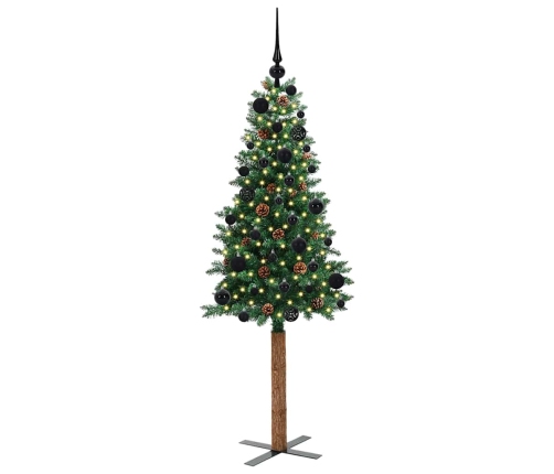 Tievā Ziemassvētku Egle Zaļa 150 Cm Pvc Un Cietā Priedes Koks Vidaxl